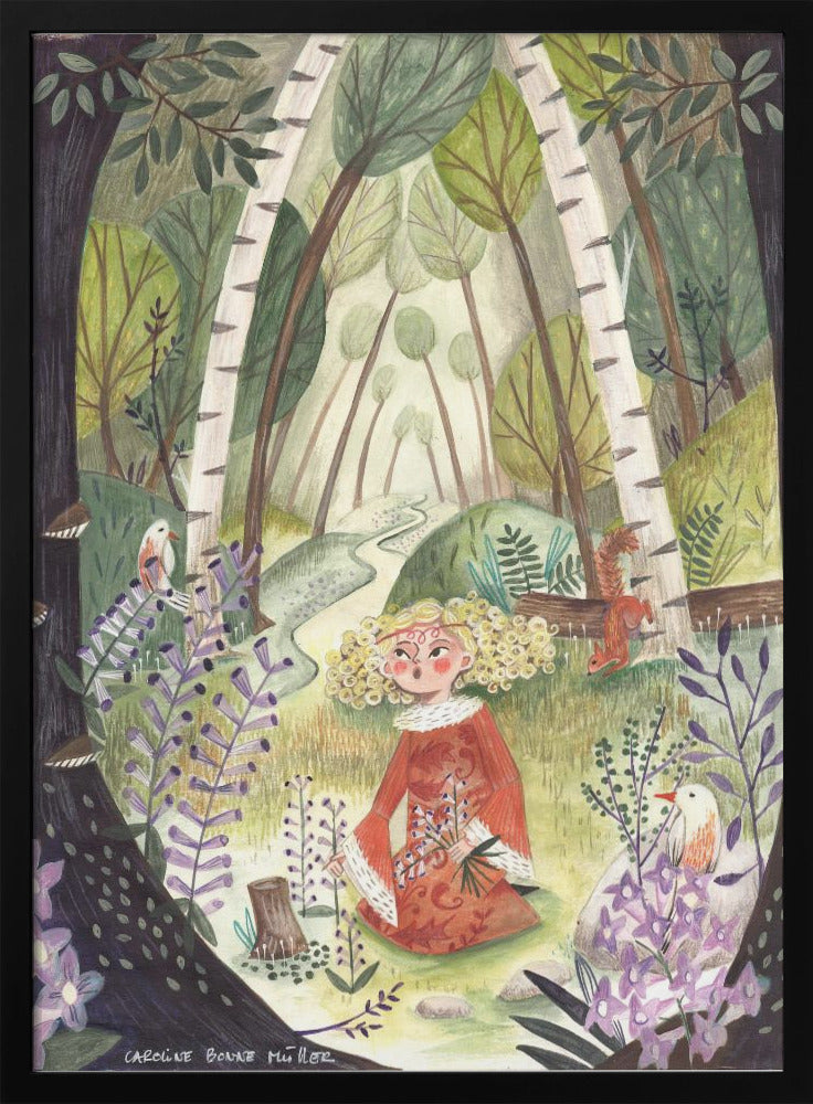 Princess in the forest with flowers - plakatstore