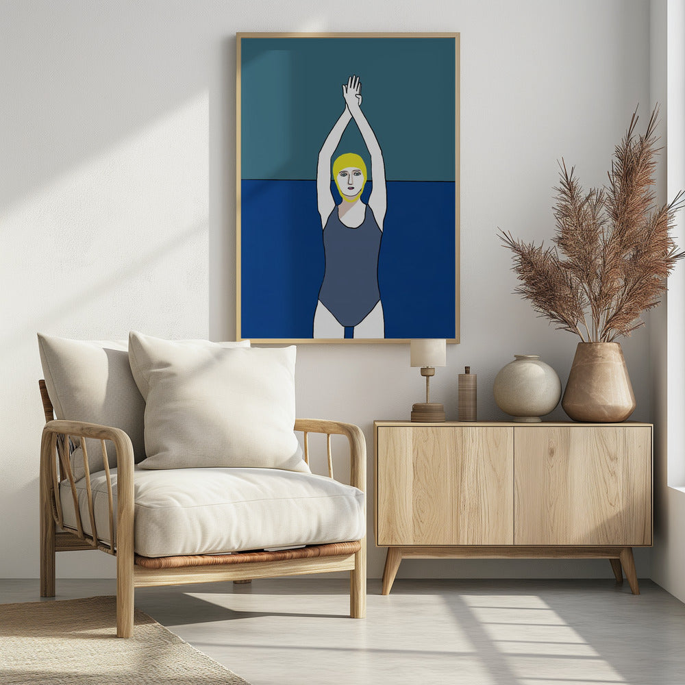 Swimmer with Yellow Cap - plakatstore