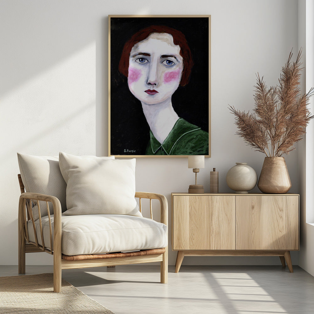 Vintage Woman with pink cheeks