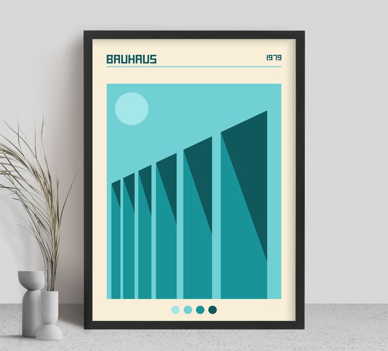 Bauhaus Blue With Shadows Plakat - plakatstore