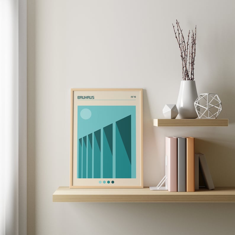 Bauhaus Blue With Shadows Plakat - plakatstore