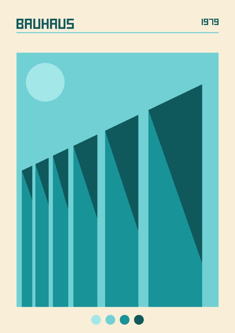 Bauhaus Blue With Shadows Plakat - plakatstore