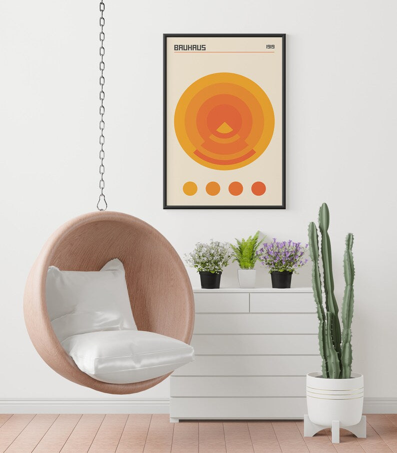 Bauhaus Orange Circles Plakat - plakatstore