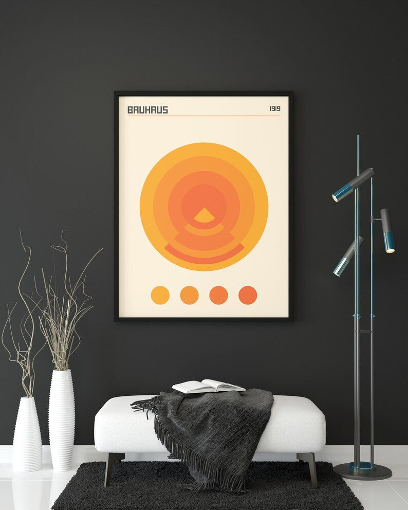 Bauhaus Orange Circles Plakat - plakatstore