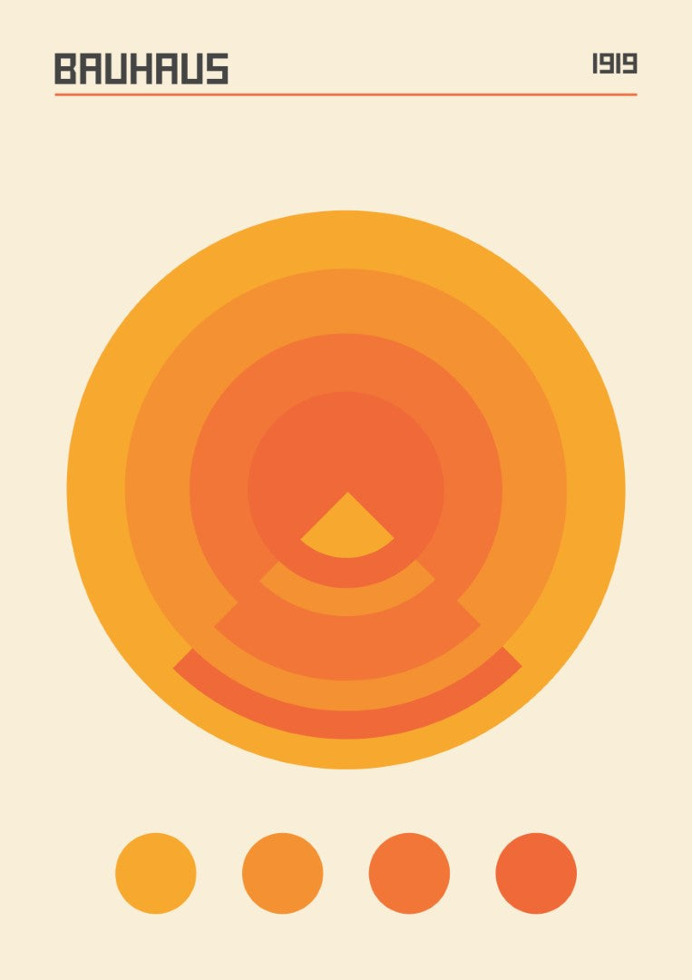 Bauhaus Orange Circles Plakat - plakatstore