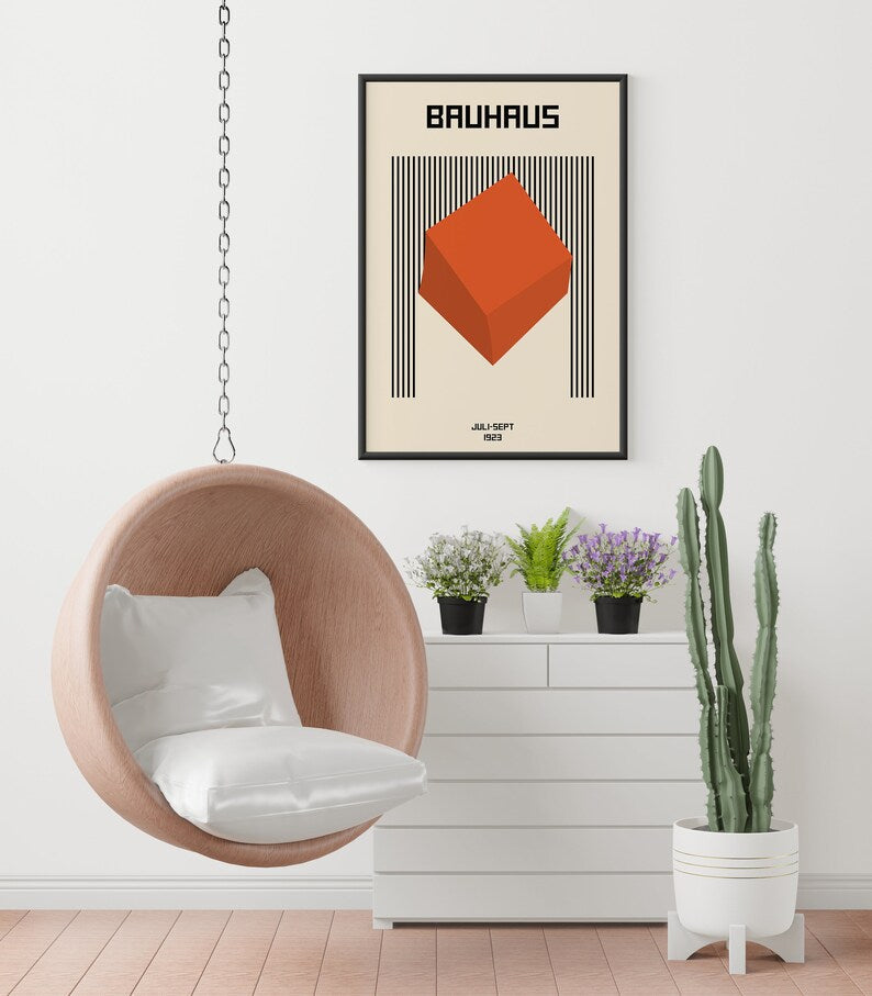 Bauhaus Orange Square Plakat - plakatstore