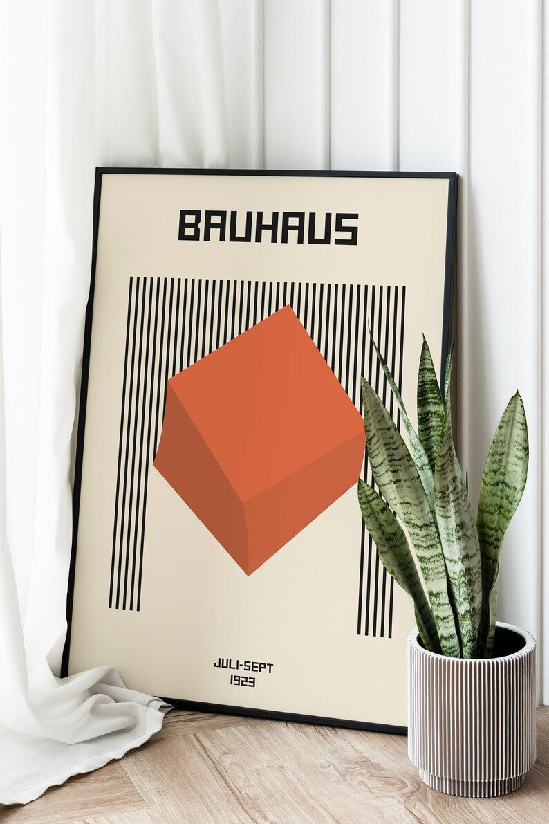 Bauhaus Orange Square Plakat - plakatstore