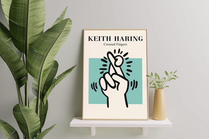 Keith Haring Crossed Fingers Plakat - plakatstore