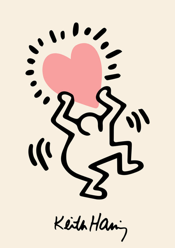 Keith Haring Man Holding Heart Plakat