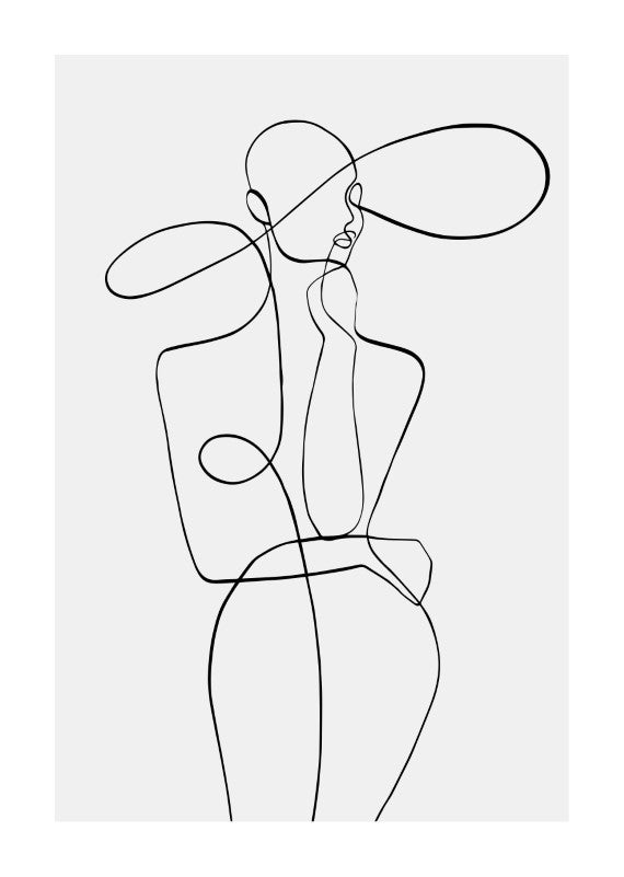 Lady Hat Line Art Plakat - plakatstore