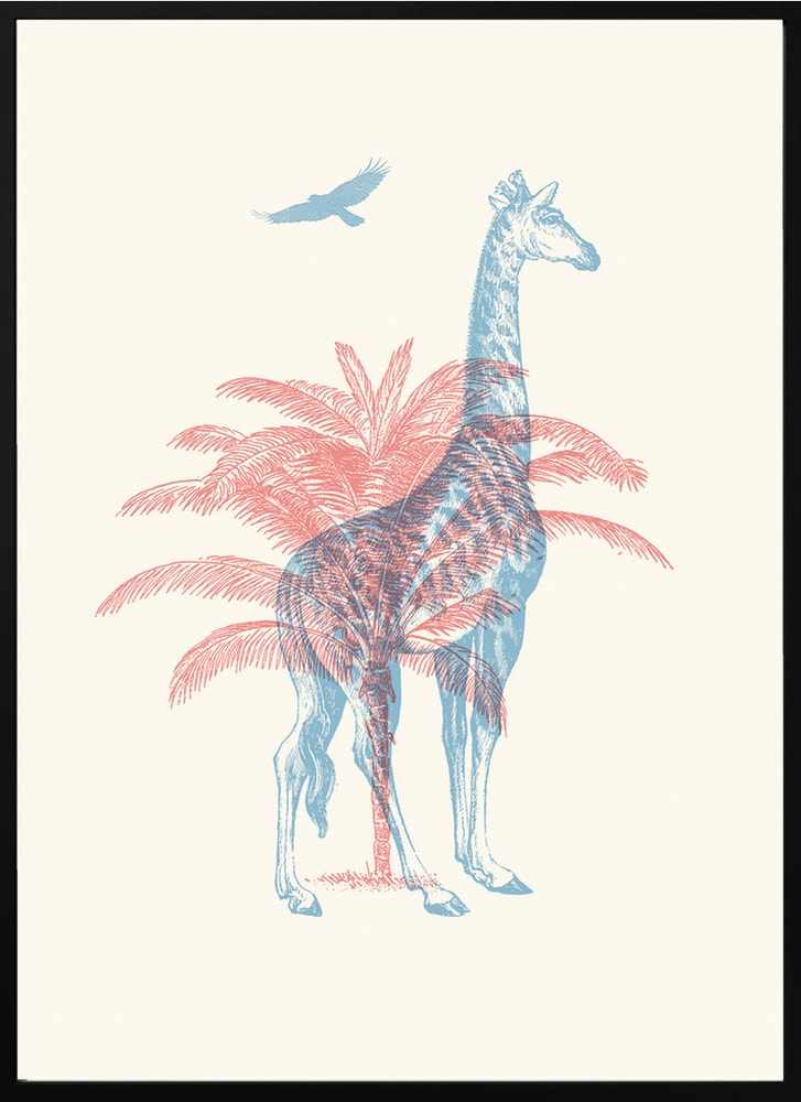 Vintage Safari Giraffe Palms