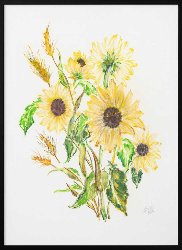 Golden Sunflowers and Wheat