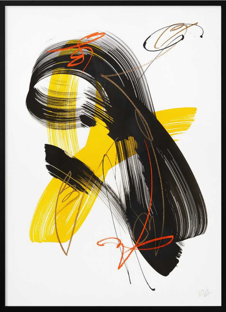 Abstract Yellow Black Swirl
