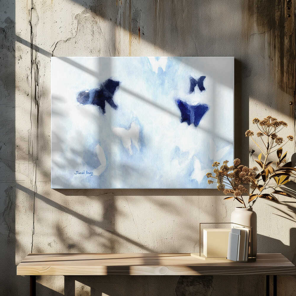 Blue and White Butterfly Composition