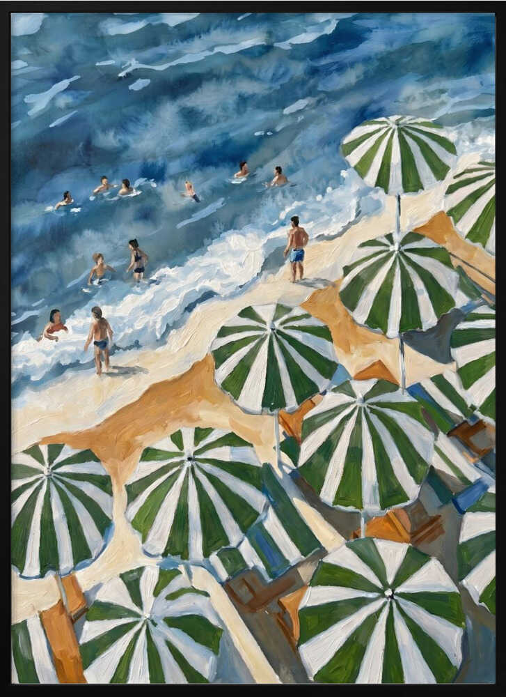 Green Striped Beach Umbrellas
