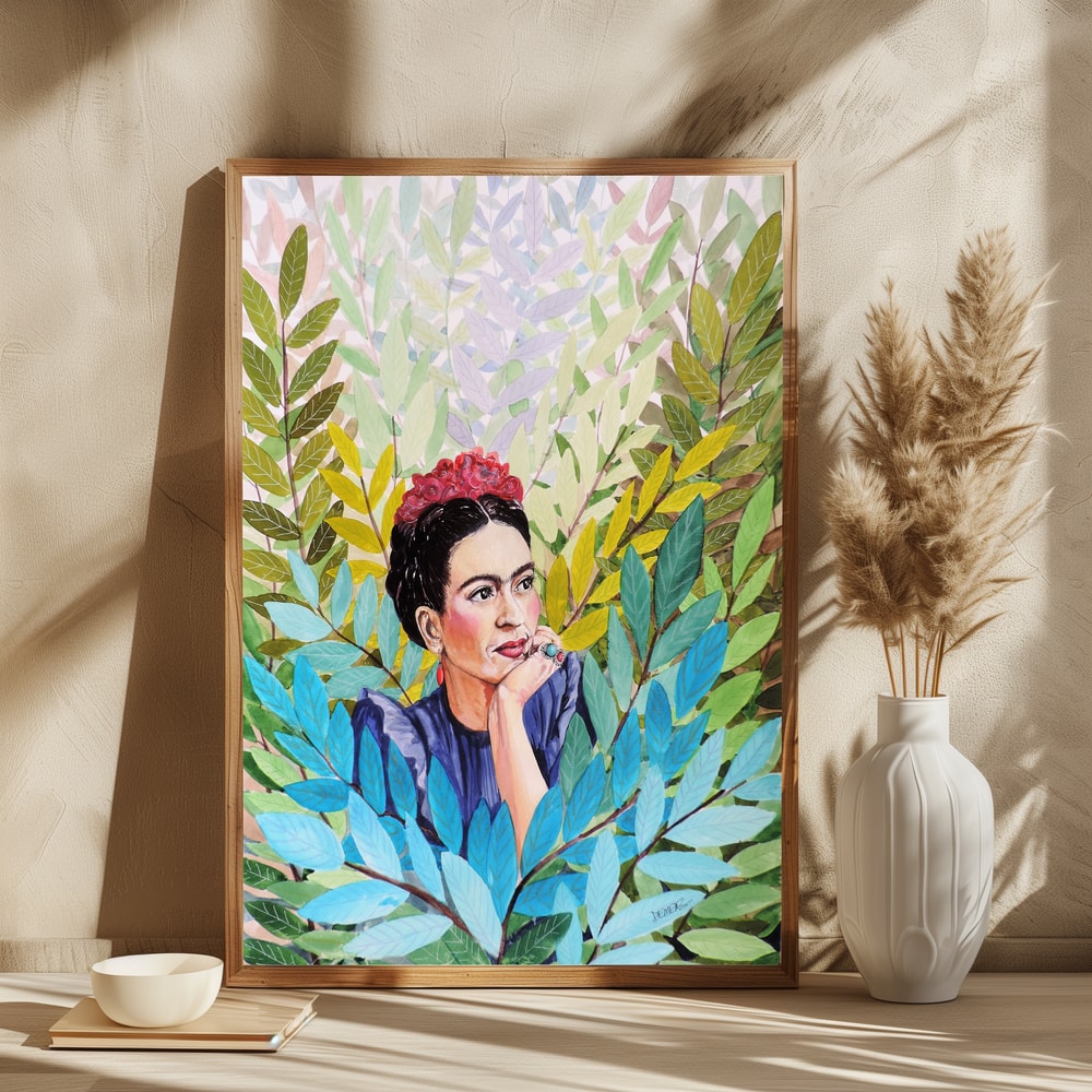 Woman in Lush Leaves