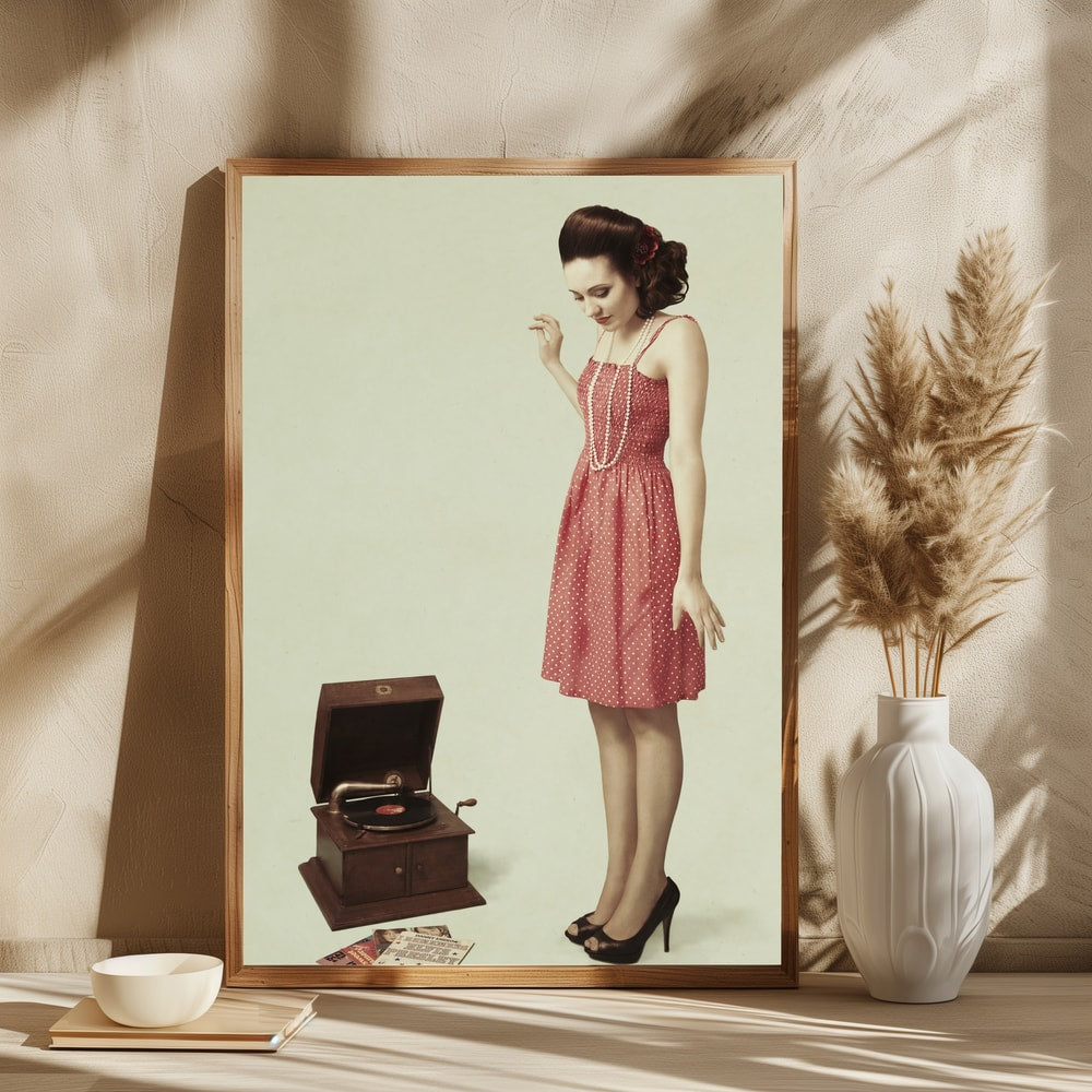 Vintage Woman and Gramophone