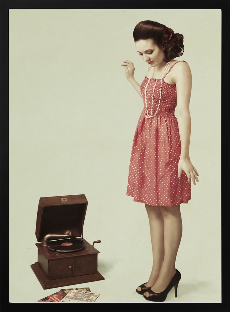 Vintage Woman and Gramophone