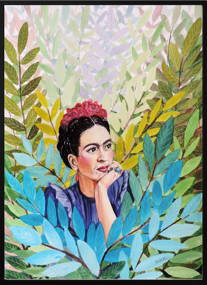 Woman in Lush Leaves