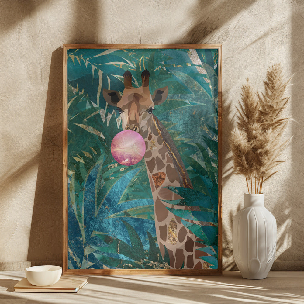 Bubblegum giraffe in the jungle - plakatstore