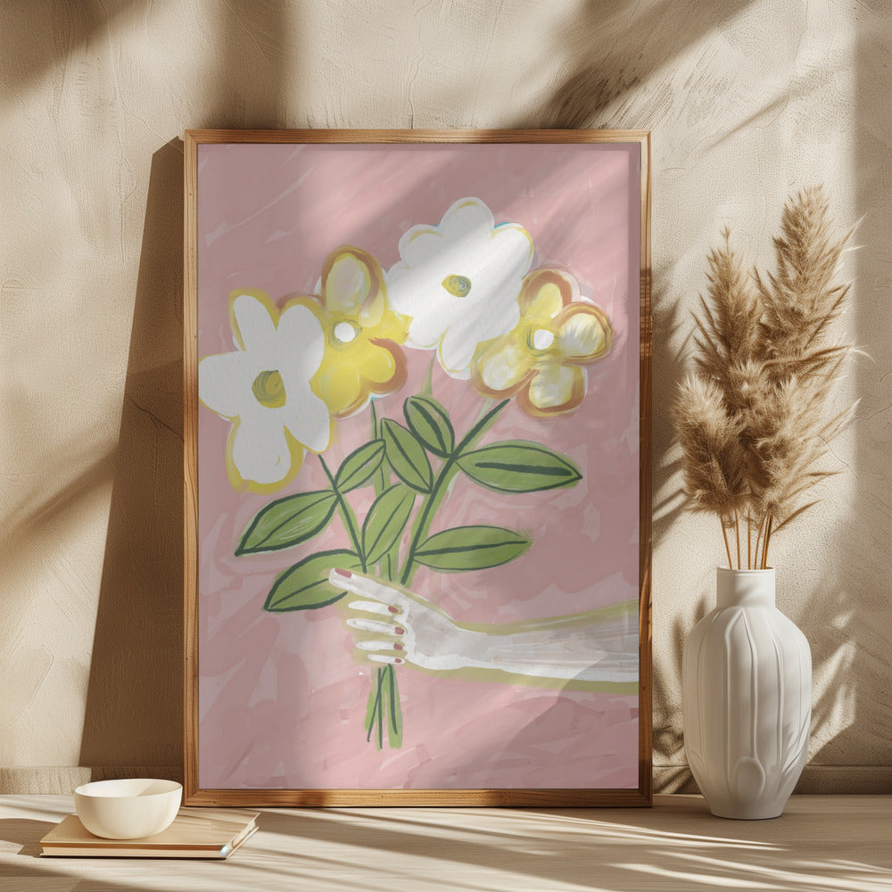 Bunch of Flowers Pink and Yellow - plakatstore