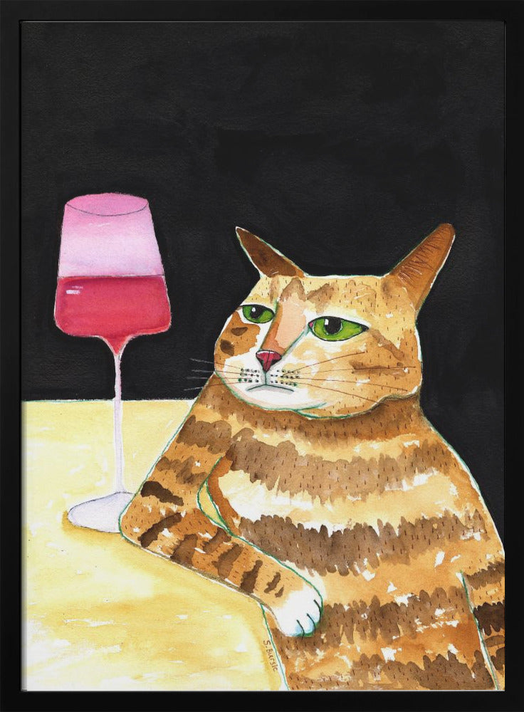 Cat Friday Night Drinks Wine Funny Cat Humour