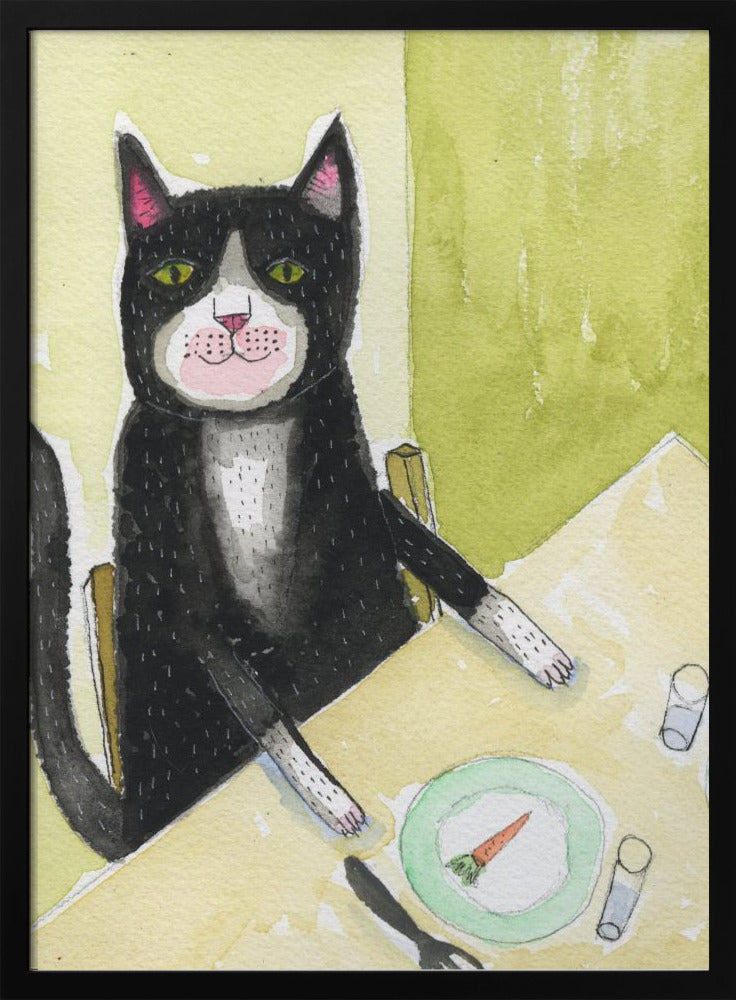 Cat having dinner - plakatstore