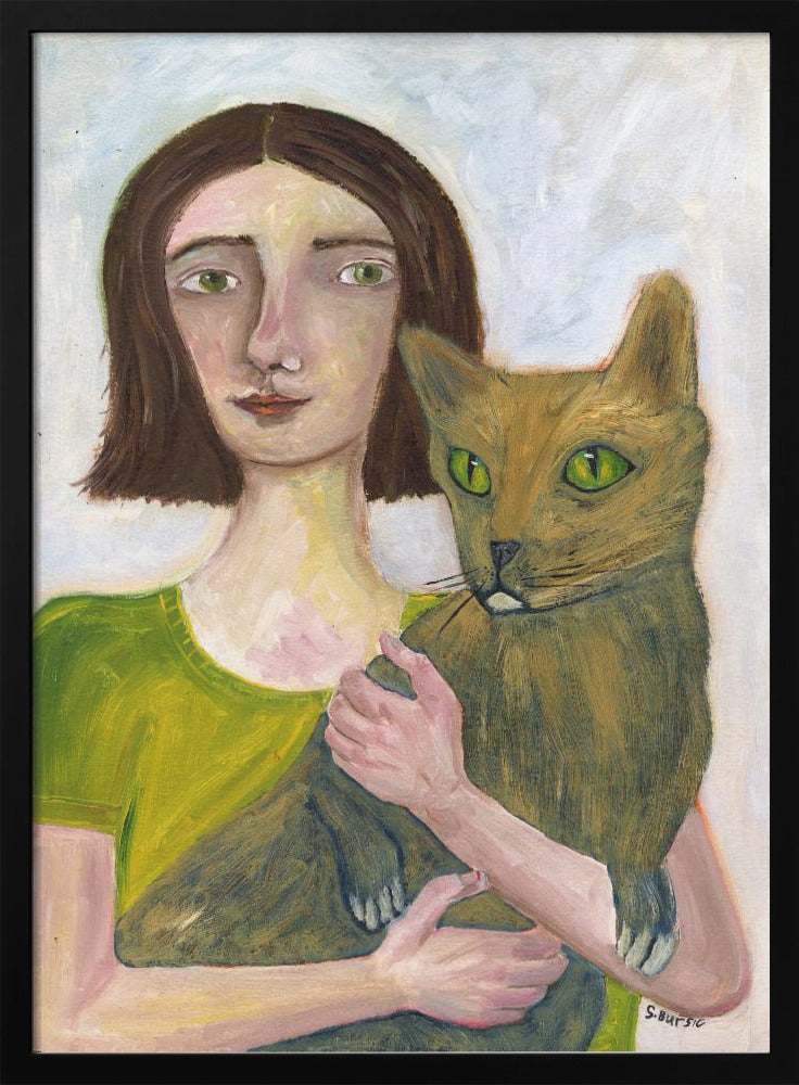 Cat Lady with Greenish Cat - plakatstore