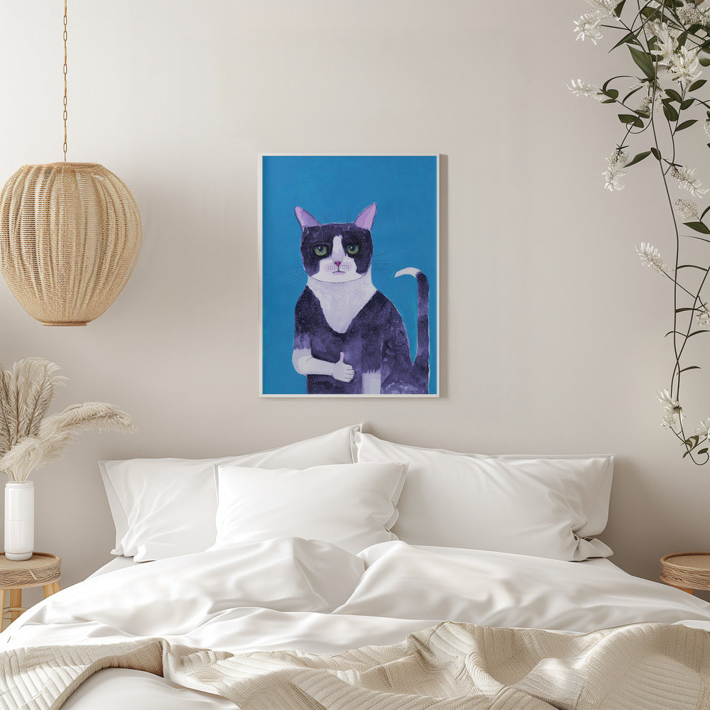 Cat thumbs up blue - plakatstore