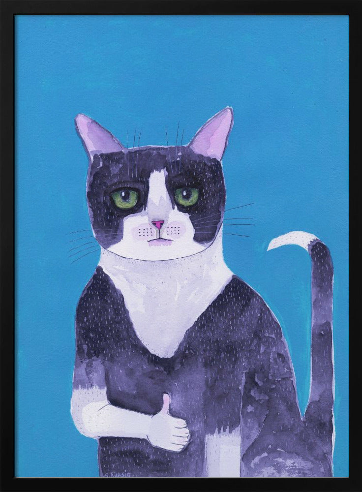 Cat thumbs up blue - plakatstore