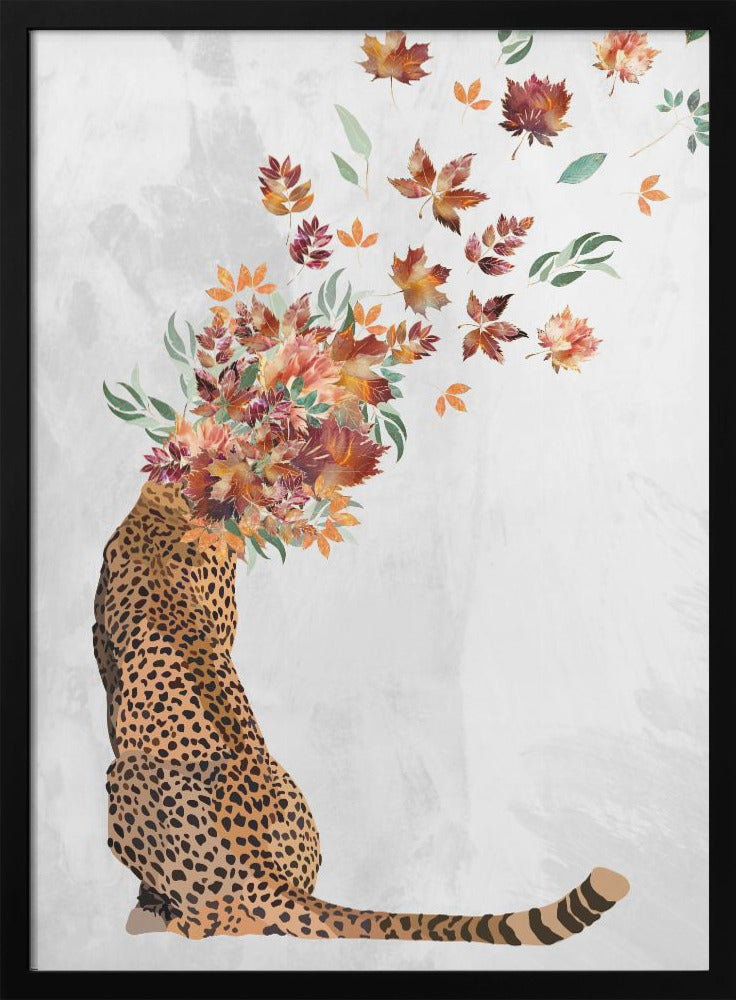 Cheetah Autumn Leaves Head - plakatstore