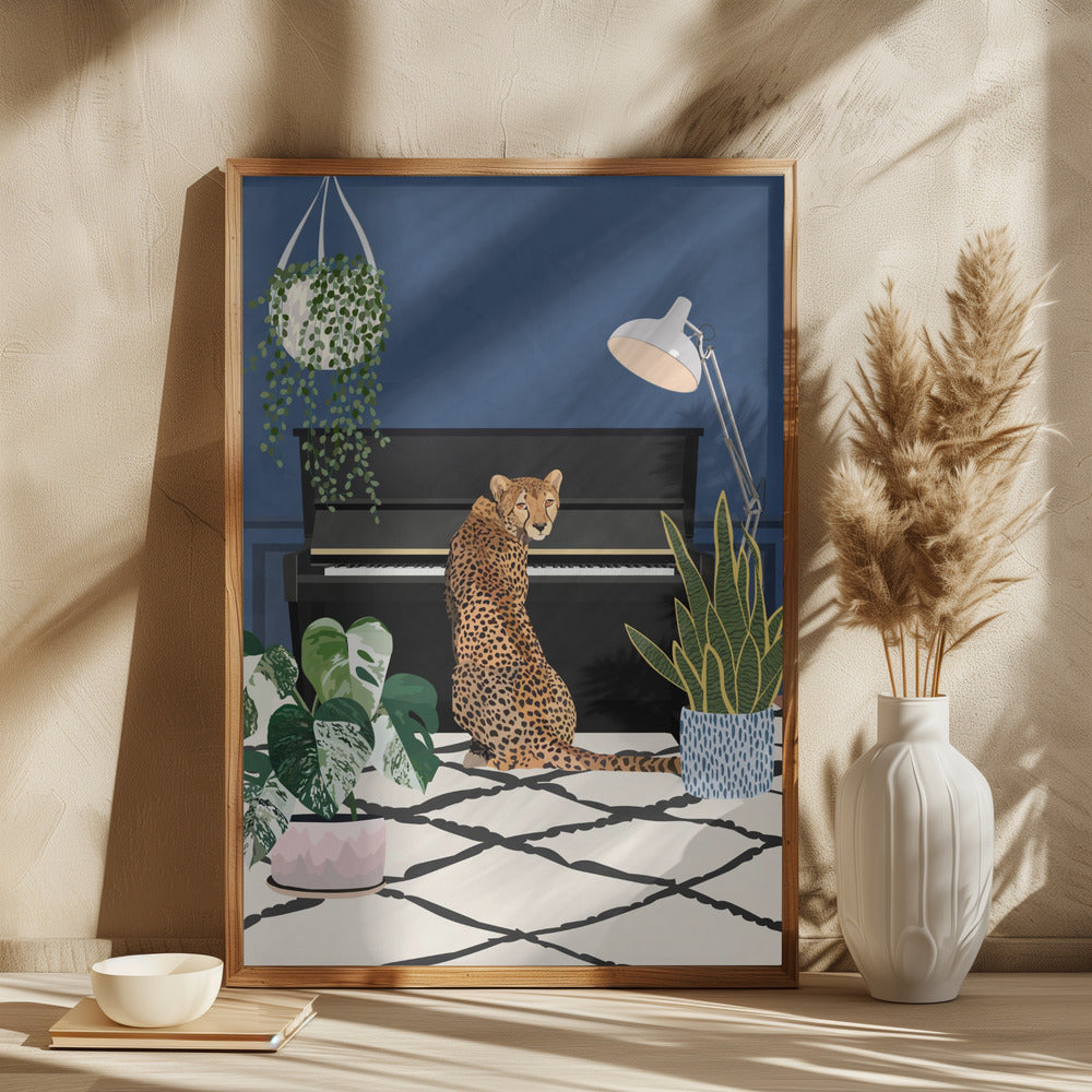 Cheetah playing piano - plakatstore