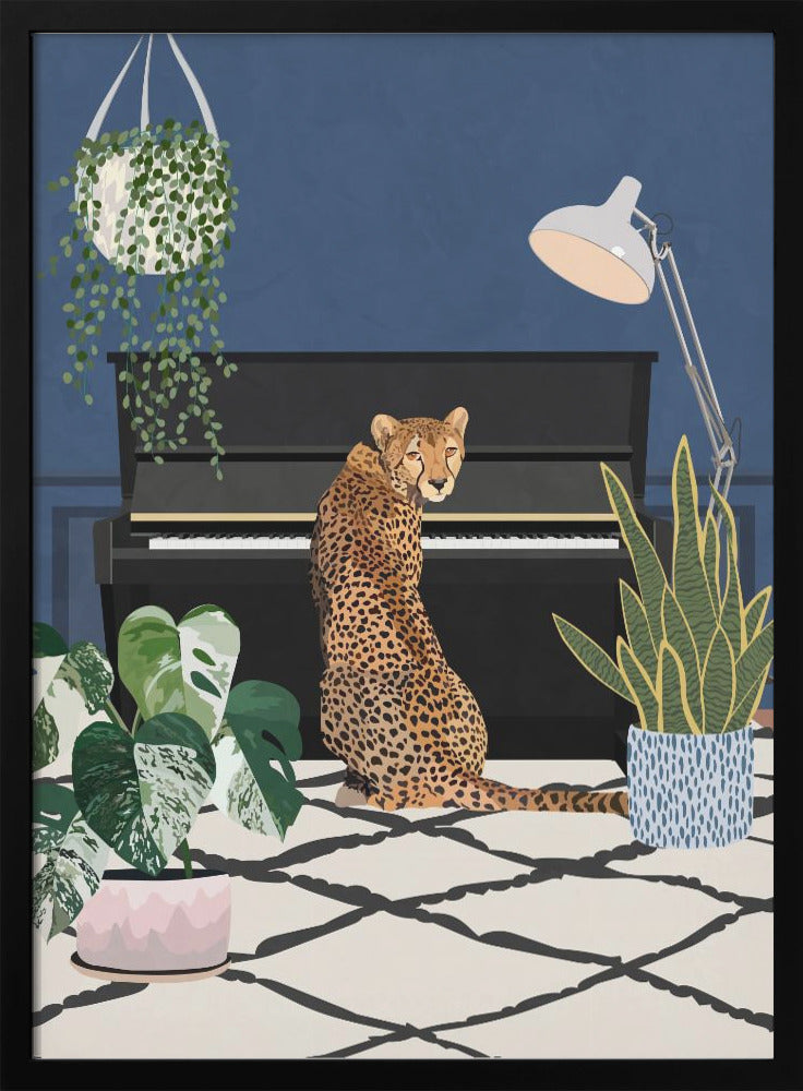 Cheetah playing piano - plakatstore