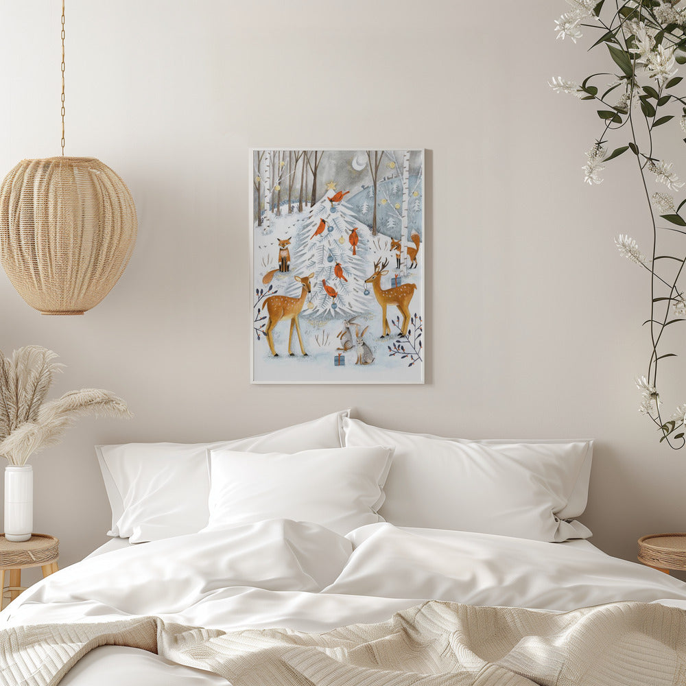 Christmas in the winter animal forest - plakatstore