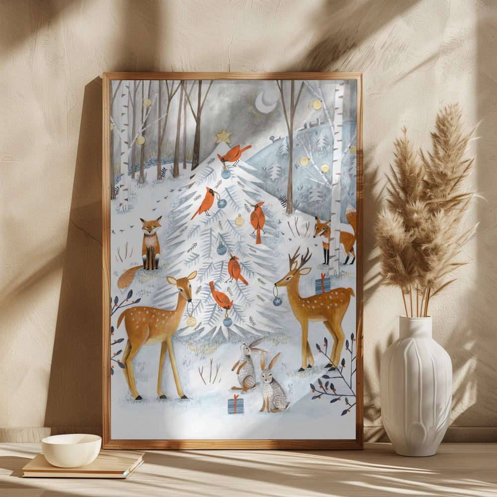 Christmas in the winter animal forest - plakatstore