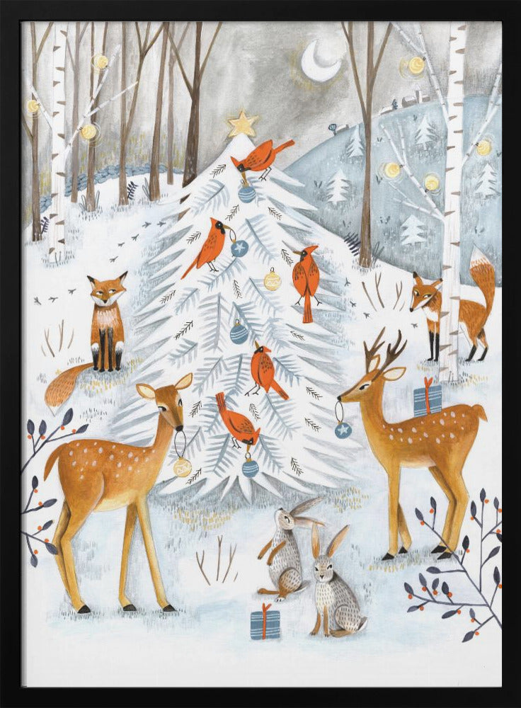 Christmas in the winter animal forest - plakatstore