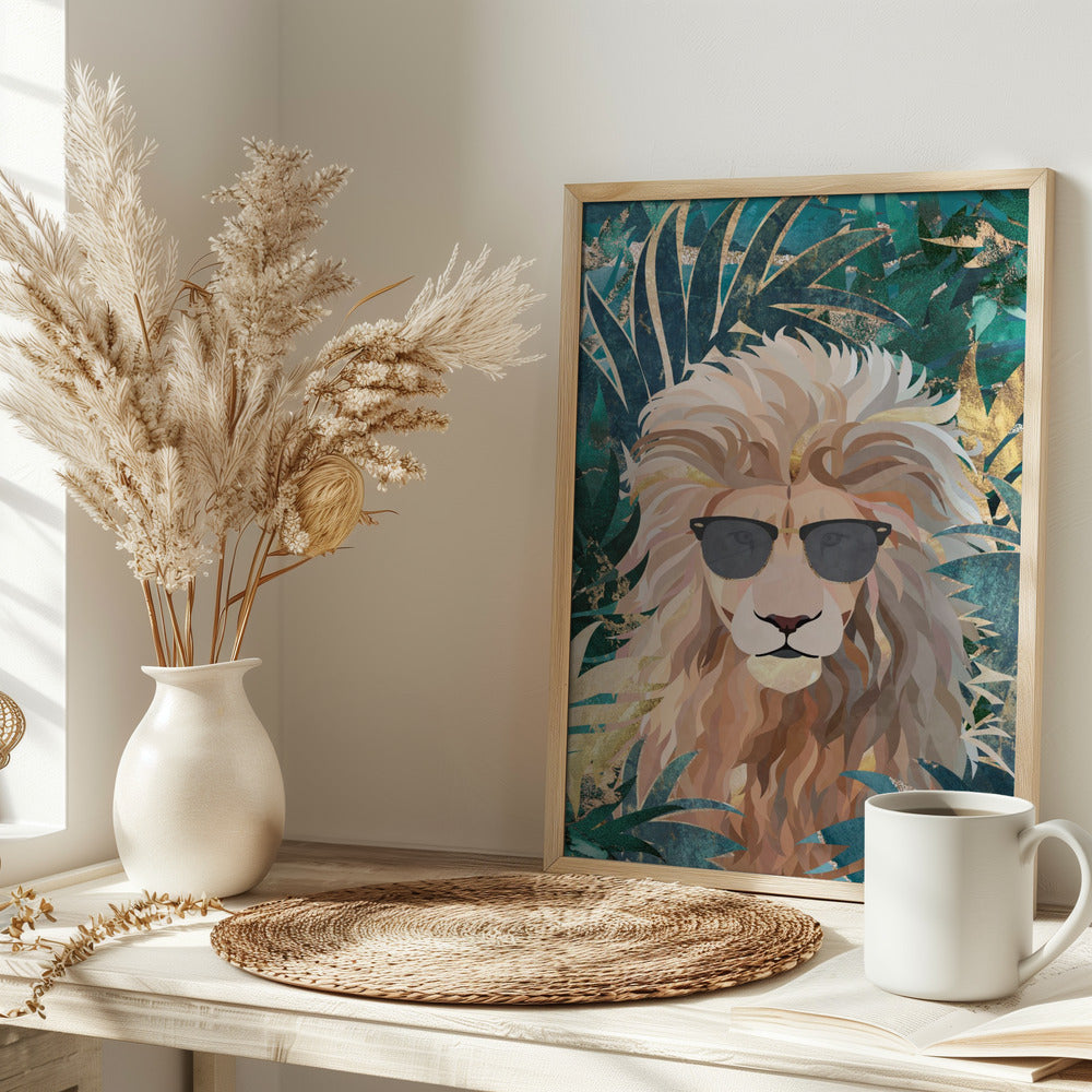 Cool Tropical Lion in Sunglasses - plakatstore