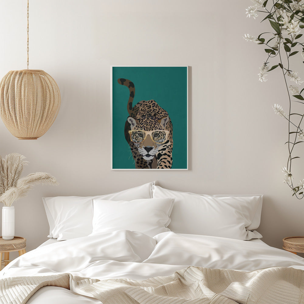 Curious green leopard - plakatstore