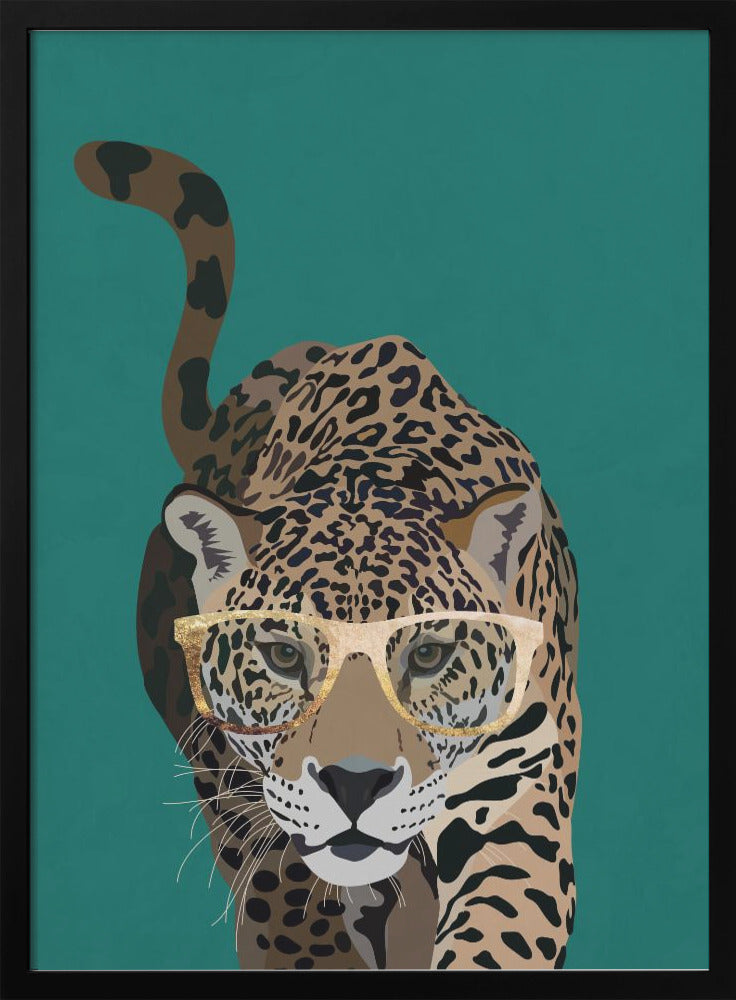 Curious green leopard - plakatstore