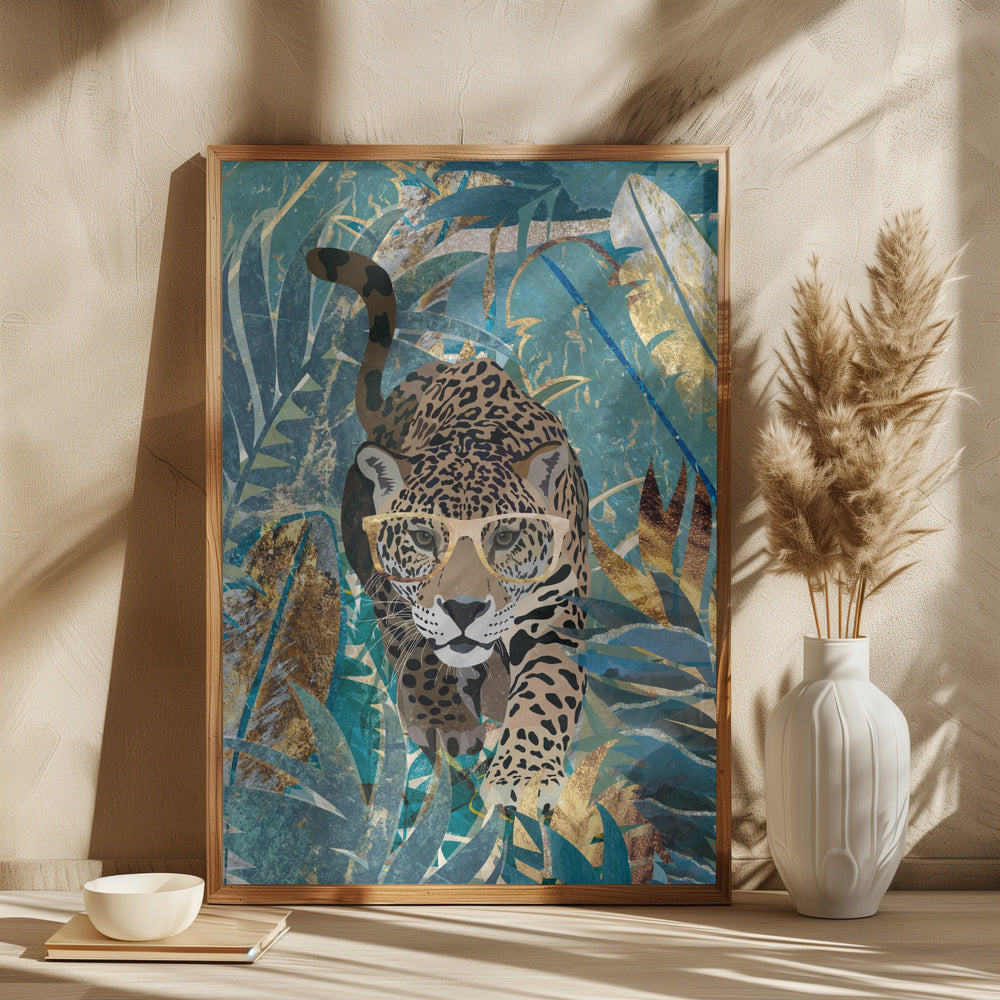 Curious jaguar in the rainforest - plakatstore