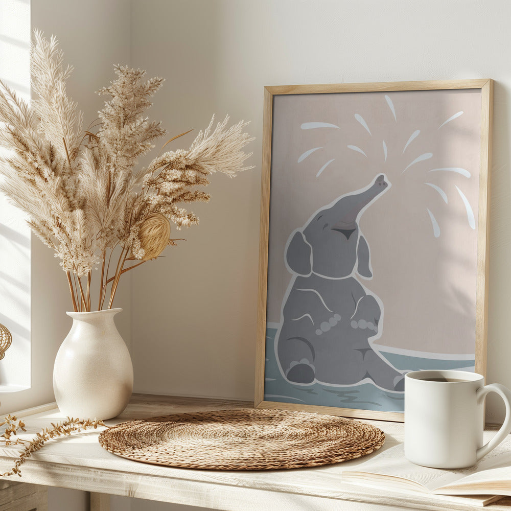 Cute scandi elephant children's art - plakatstore