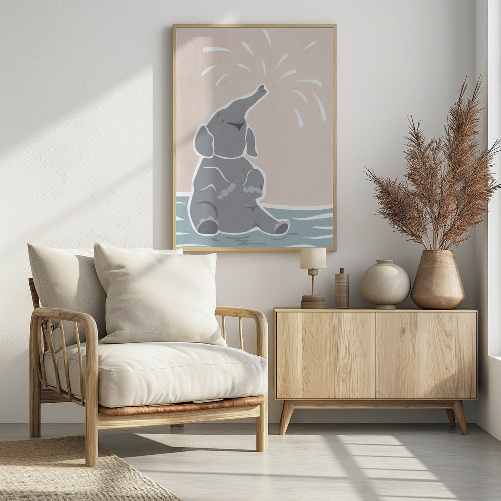 Cute scandi elephant children's art - plakatstore