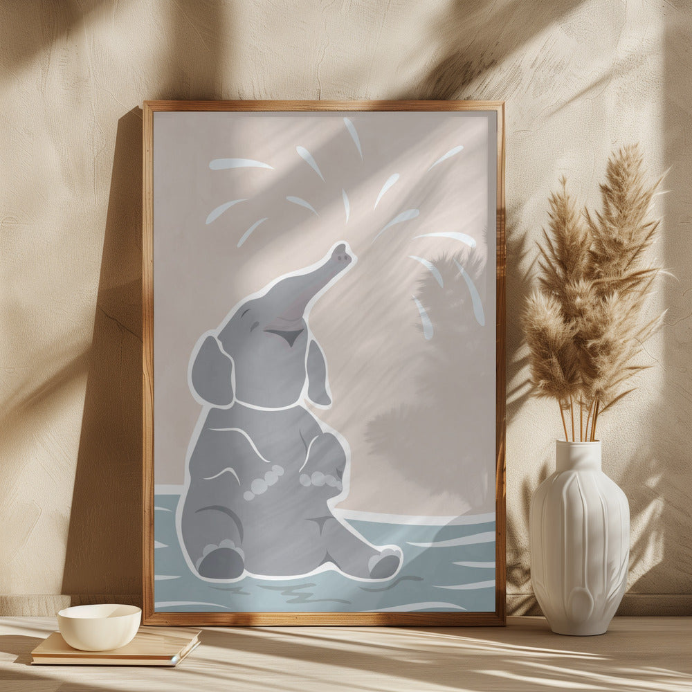 Cute scandi elephant children's art - plakatstore