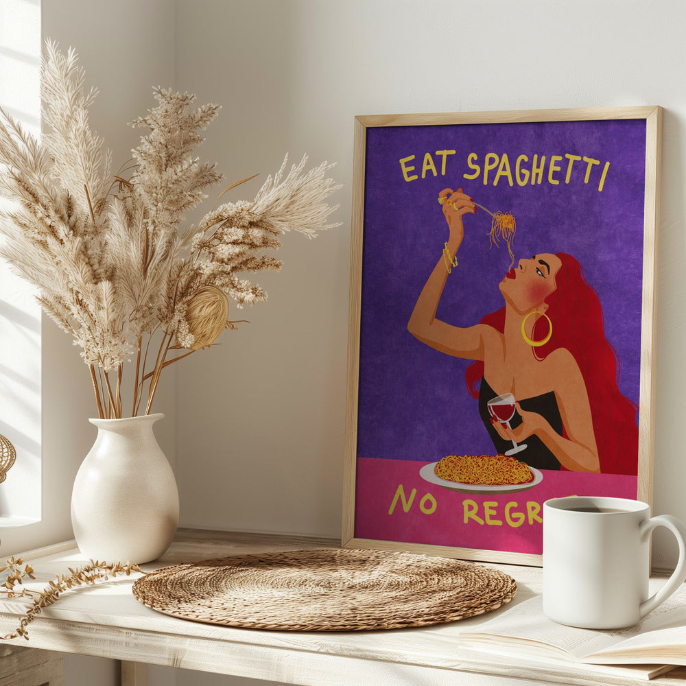 Eat spaghetti no regretti - plakatstore