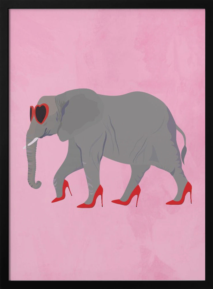 Elephant in heels and heart glasses - plakatstore