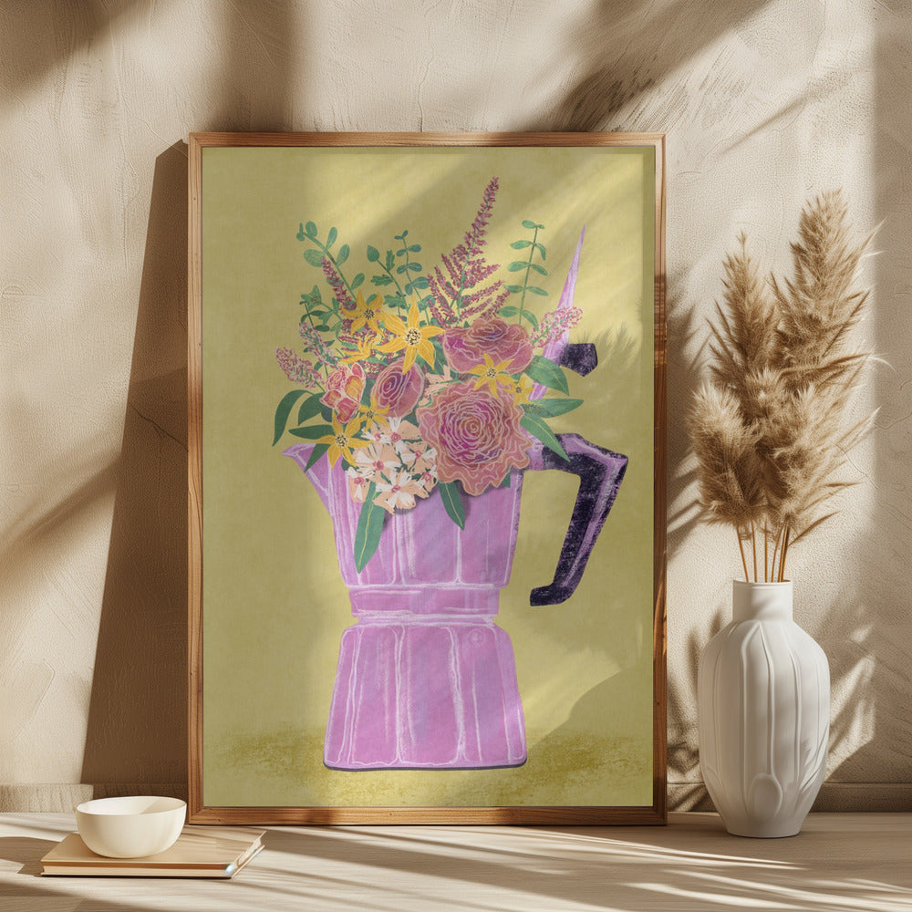 Espresso Maker with Flowers - plakatstore