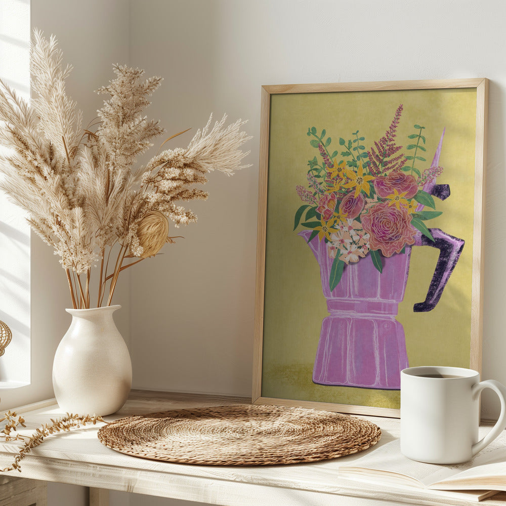 Espresso Maker with Flowers - plakatstore