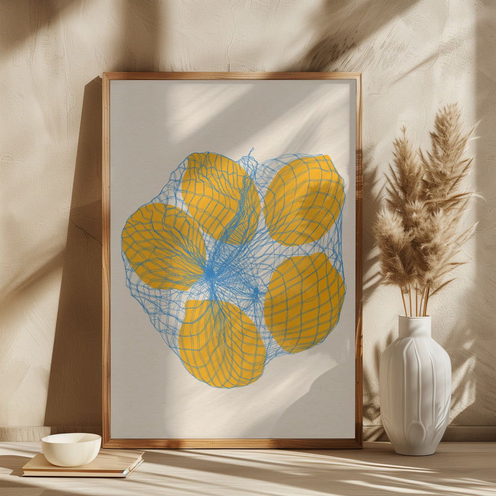 Five Lemons In a Net Bag - plakatstore