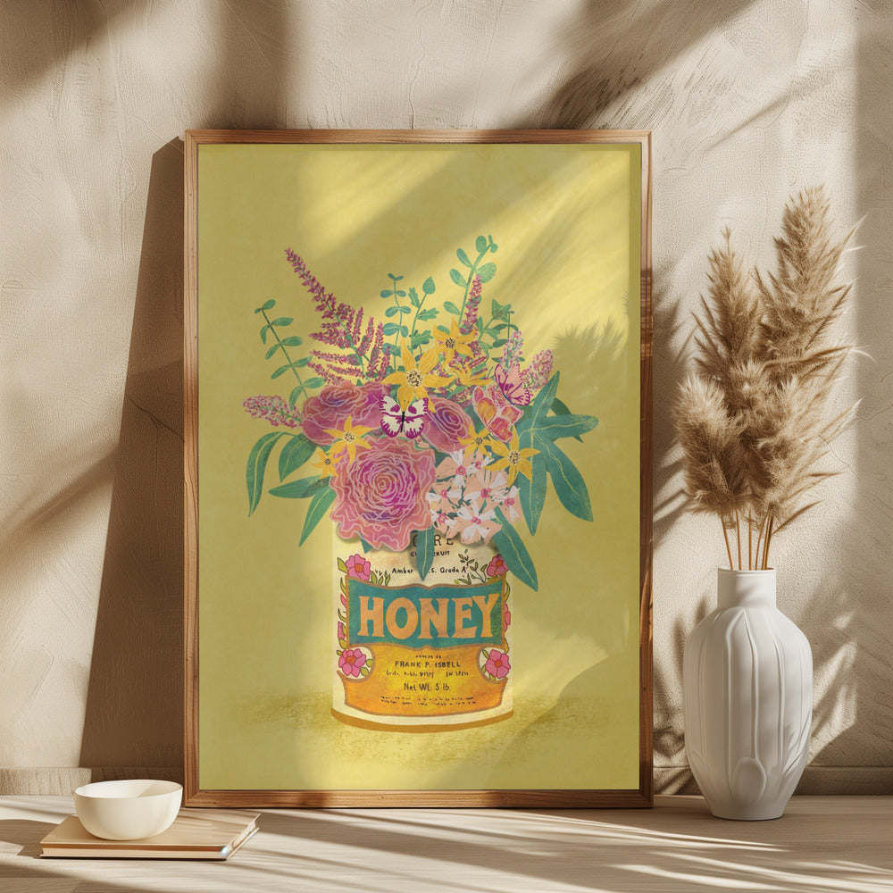 Flowers In a vintage Honey Can - plakatstore