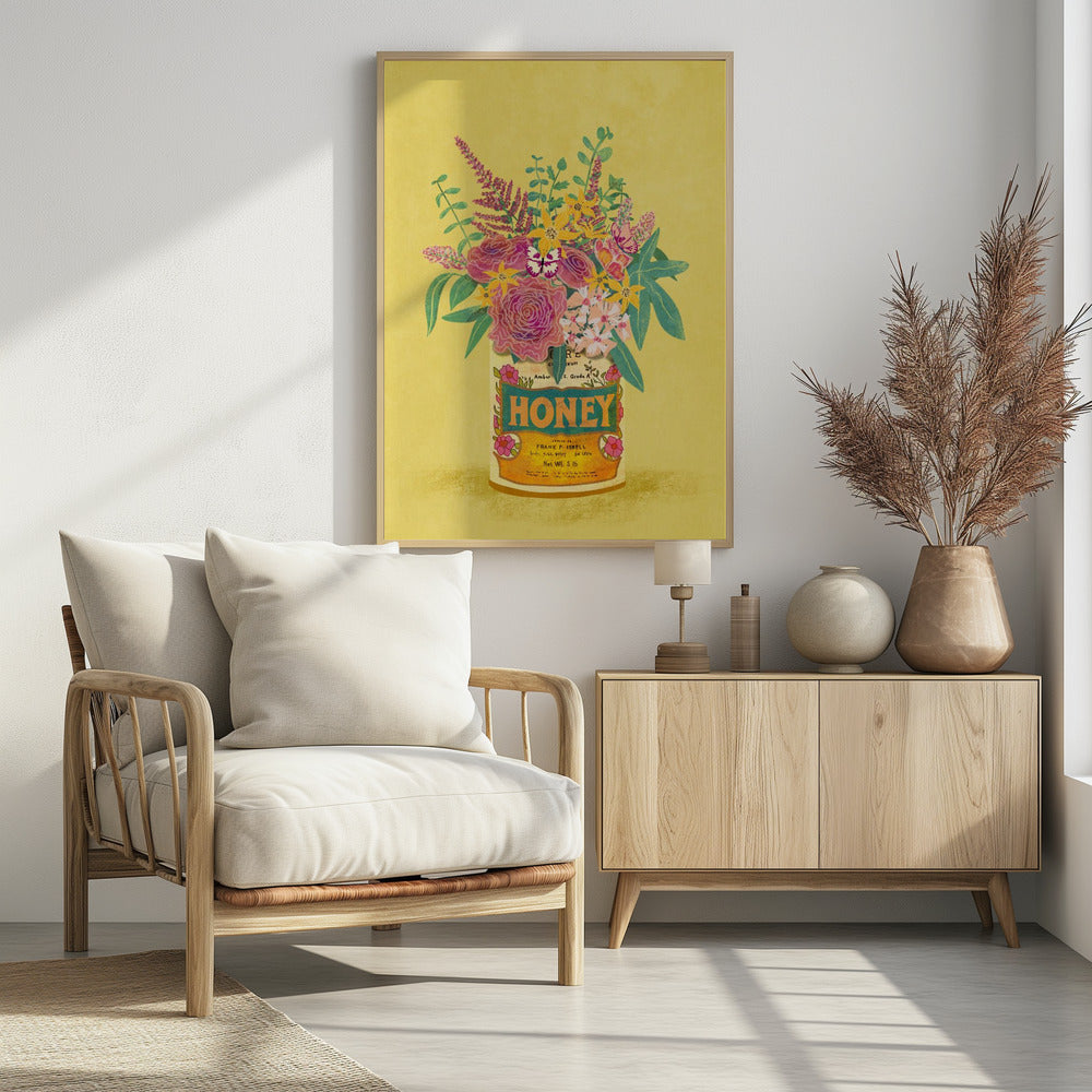 Flowers In a vintage Honey Can - plakatstore